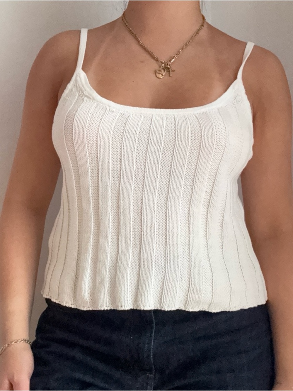 American Eagle Outfitters White Ribbed Knit Camisole